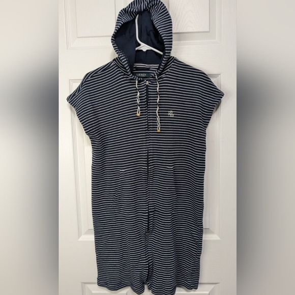 Lauren Ralph Lauren Striped Lounger Blue/White sz Large Swim cover  Dress - Picture 1 of 7